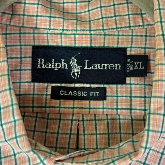 Polo by Ralph Lauren 100% Cotton Pink Dress Shirt Plaid Size XL - Picture 6 of 7